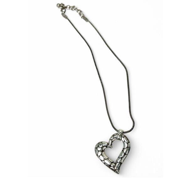 Brighton Pebble Heart Necklace Silver Pendant with 9" inch Chain - Picture 2 of 6
